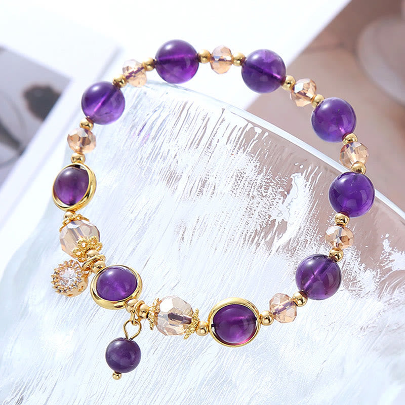 Bracelet de méditation en cristal géométrique améthyste naturelle Buddha Stones