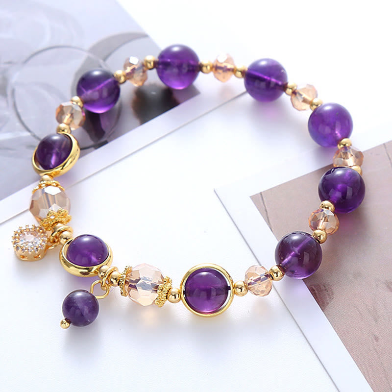 Bracelet de méditation en cristal géométrique améthyste naturelle Buddha Stones