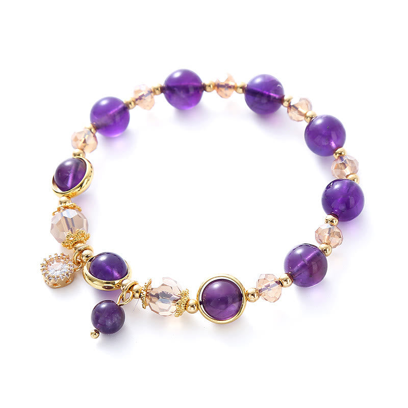 Bracelet de méditation en cristal géométrique améthyste naturelle Buddha Stones