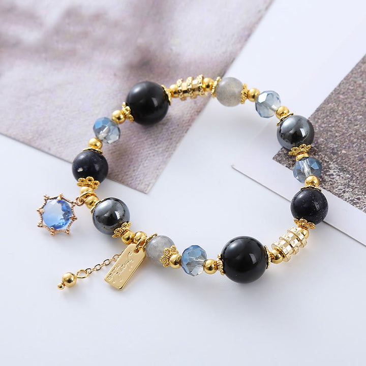 Bracelet de force en obsidienne noire naturelle, hématite et grès bleu Buddha Stones