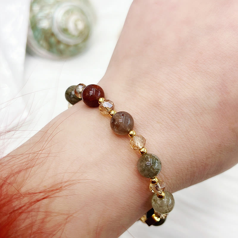 Bracelet de protection en quartz rutile améthyste de couleur naturelle Buddha Stones