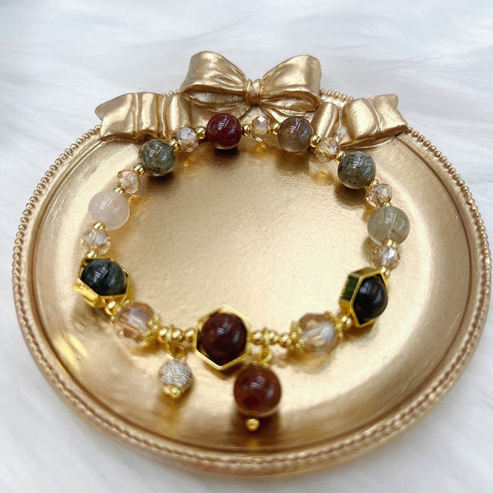 Bracelet de protection en quartz rutile améthyste de couleur naturelle Buddha Stones