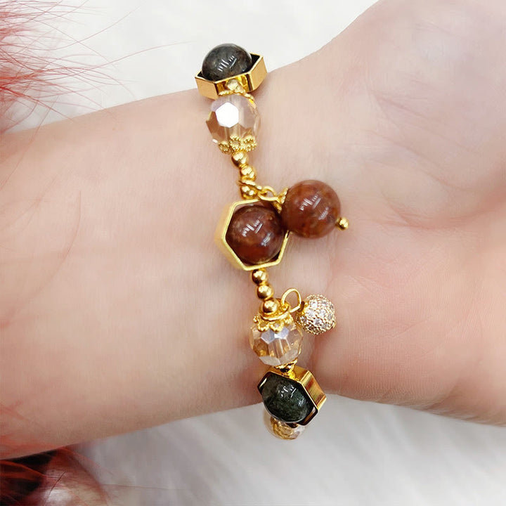 Bracelet de protection en quartz rutile améthyste de couleur naturelle Buddha Stones