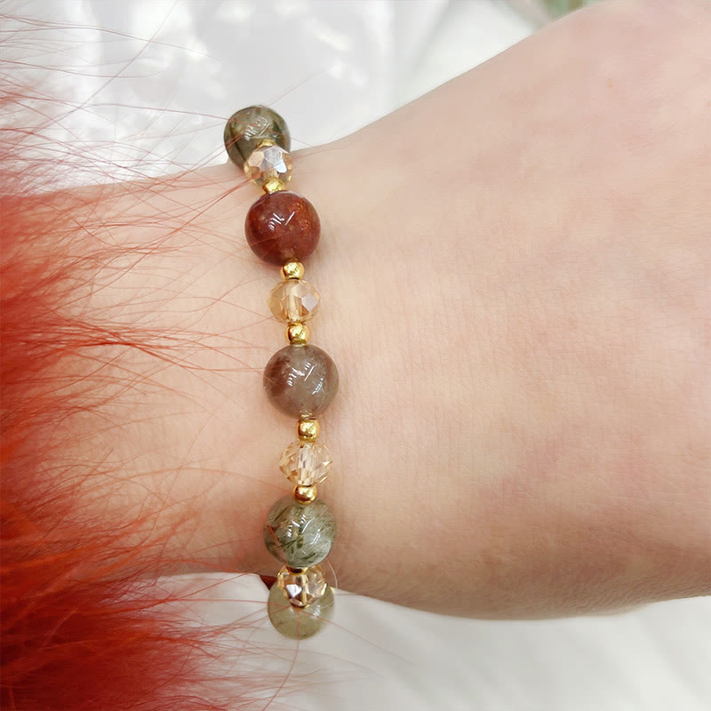 Bracelet de protection en quartz rutile améthyste de couleur naturelle Buddha Stones