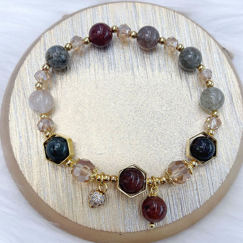 Bracelet de protection en quartz rutile améthyste de couleur naturelle Buddha Stones