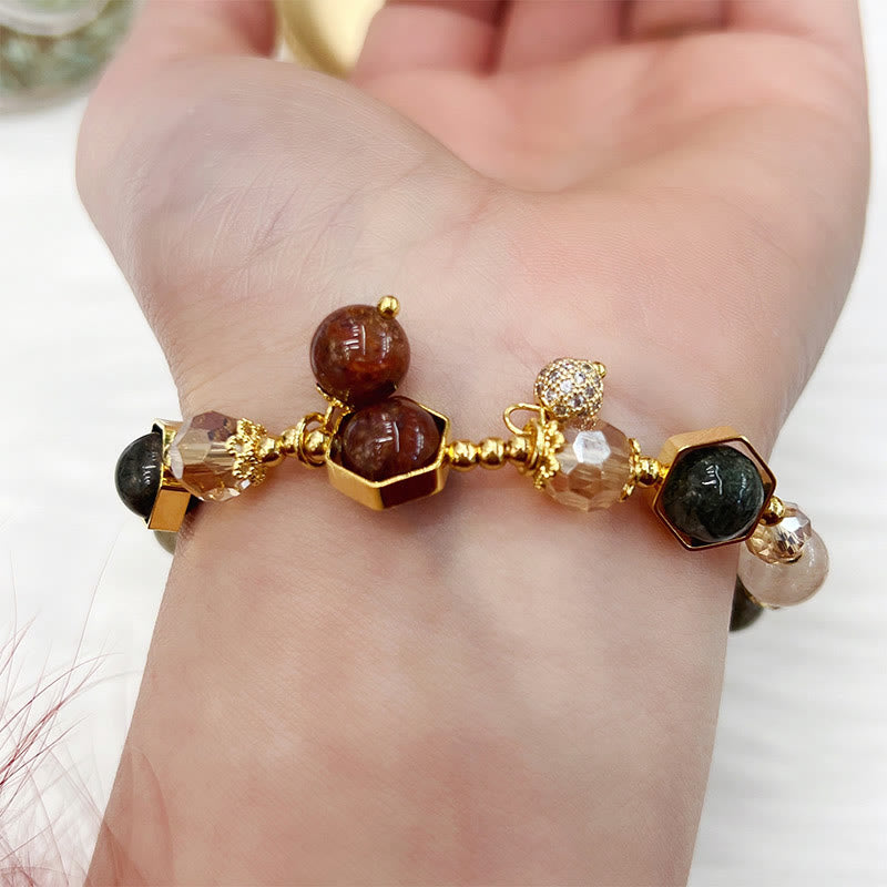 Bracelet de protection en quartz rutile améthyste de couleur naturelle Buddha Stones