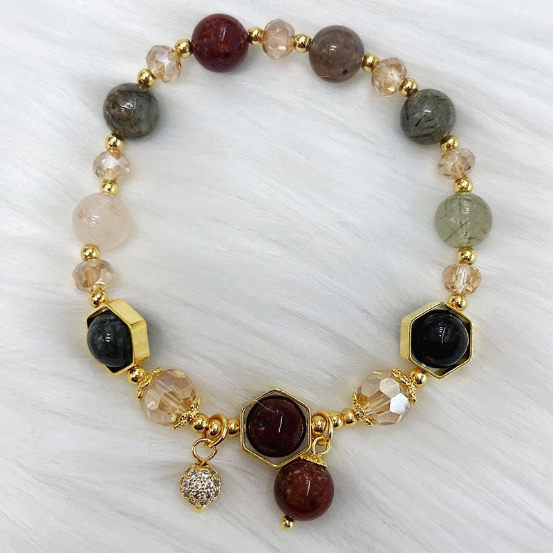 Bracelet de protection en quartz rutile améthyste de couleur naturelle Buddha Stones
