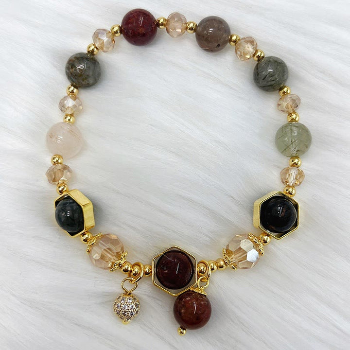 Bracelet de protection en quartz rutile améthyste de couleur naturelle Buddha Stones