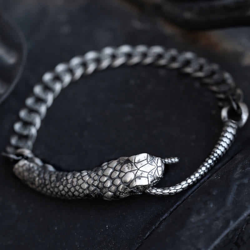 Bracelet de bénédiction de l'année du serpent en argent sterling Buddha Stones - Argent sterling (tour de poignet : 21-22,5 cm) - image 0