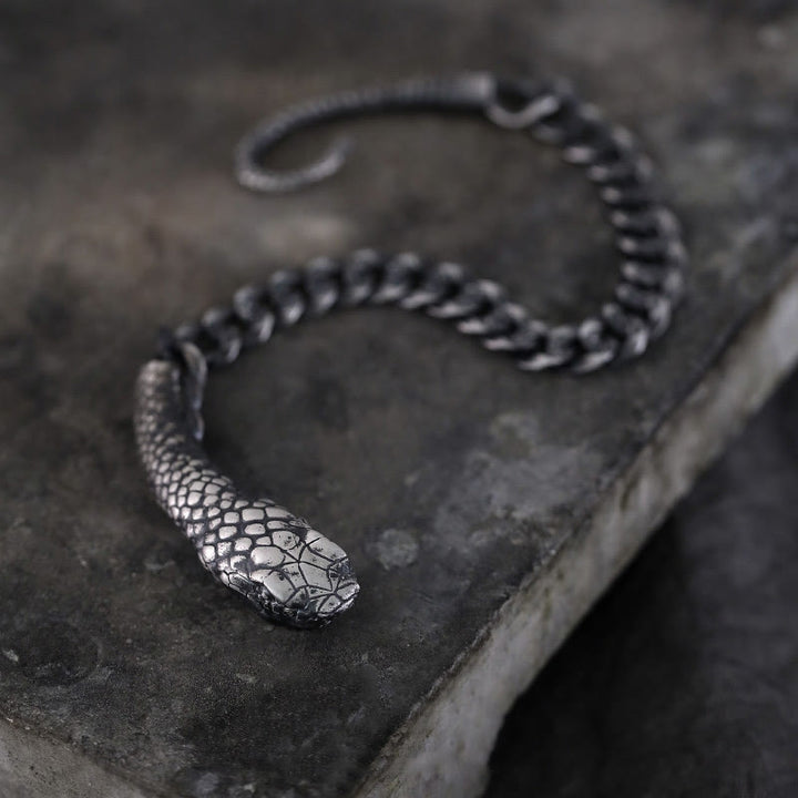 Bracelet de bénédiction de l'année du serpent en argent sterling Buddha Stones