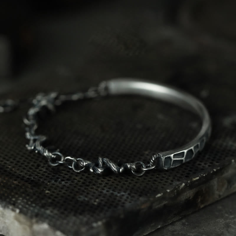 Bracelet demi-protection en argent sterling Buddha Stones et motif marteau et épines