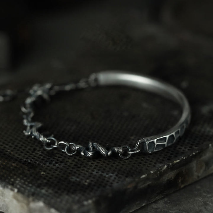 Bracelet demi-protection en argent sterling Buddha Stones et motif marteau et épines