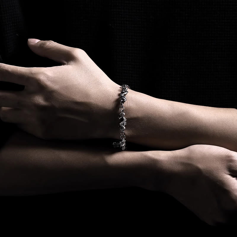 Bracelet demi-protection en argent sterling Buddha Stones et motif marteau et épines
