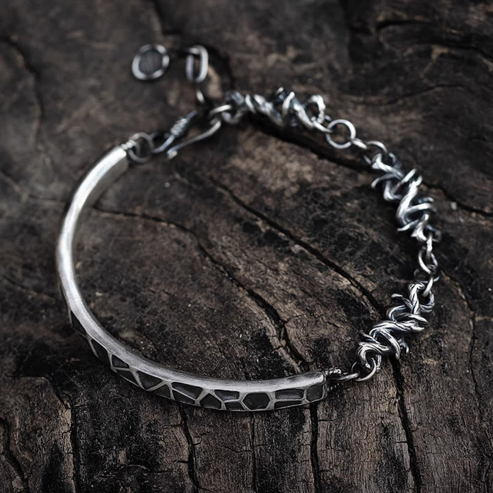 Bracelet demi-protection en argent sterling Buddha Stones et motif marteau et épines