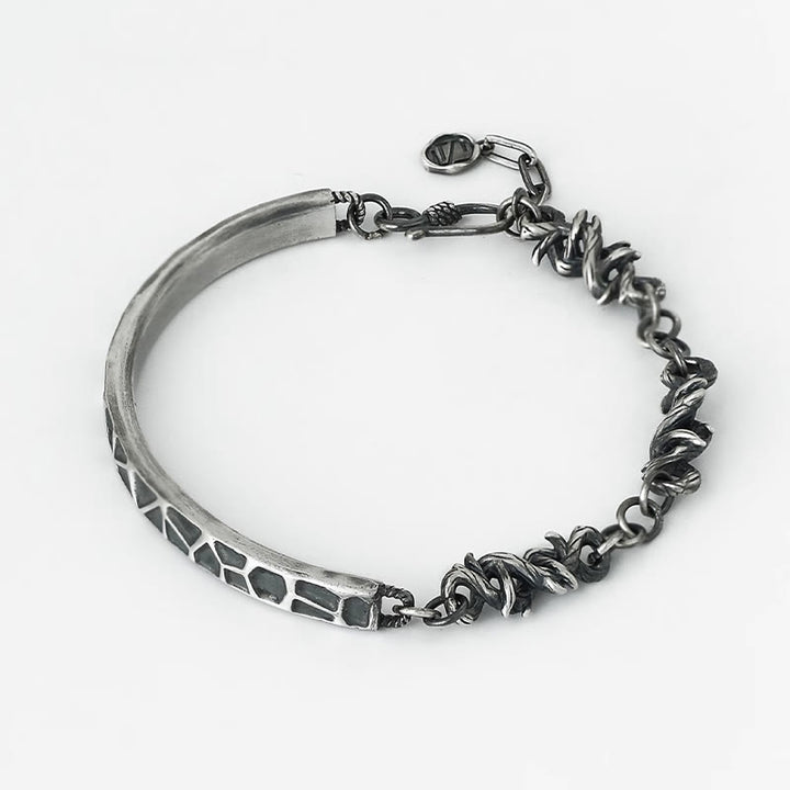 Bracelet demi-protection en argent sterling Buddha Stones et motif marteau et épines