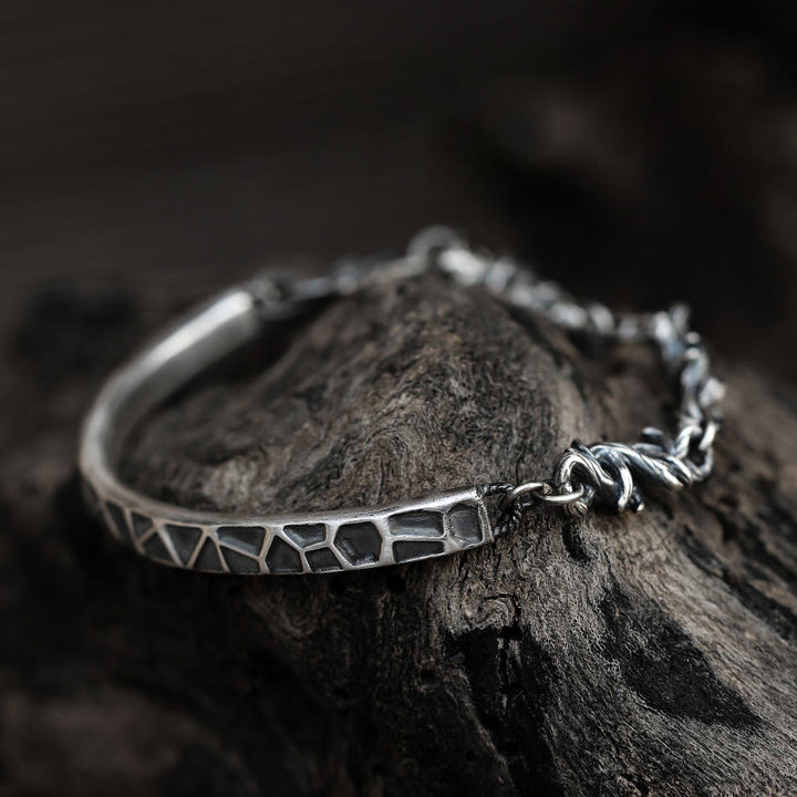 Bracelet demi-protection en argent sterling Buddha Stones et motif marteau et épines