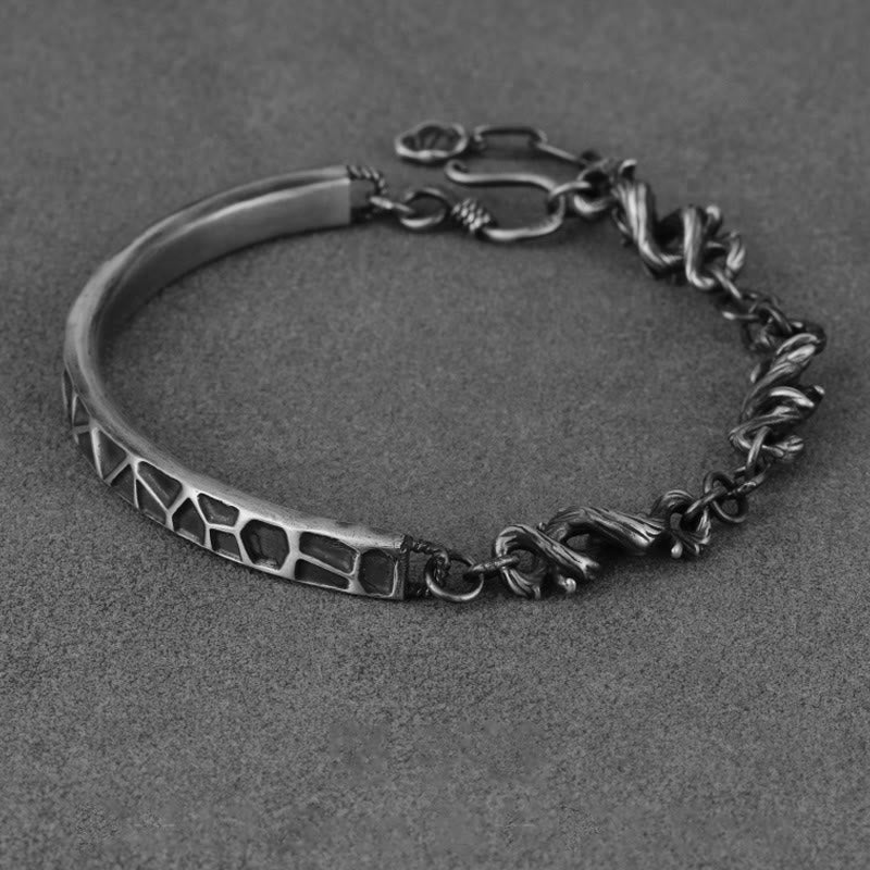 Bracelet demi-protection en argent sterling Buddha Stones et motif marteau et épines