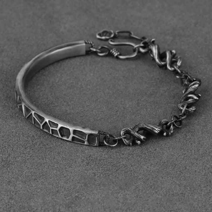 Bracelet demi-protection en argent sterling Buddha Stones et motif marteau et épines