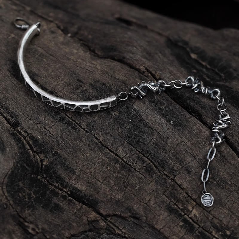 Bracelet demi-protection en argent sterling Buddha Stones et motif marteau et épines