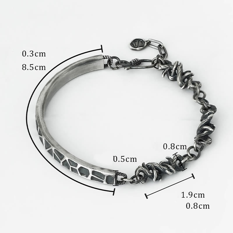 Bracelet demi-protection en argent sterling Buddha Stones et motif marteau et épines