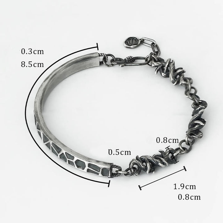 Bracelet demi-protection en argent sterling Buddha Stones et motif marteau et épines
