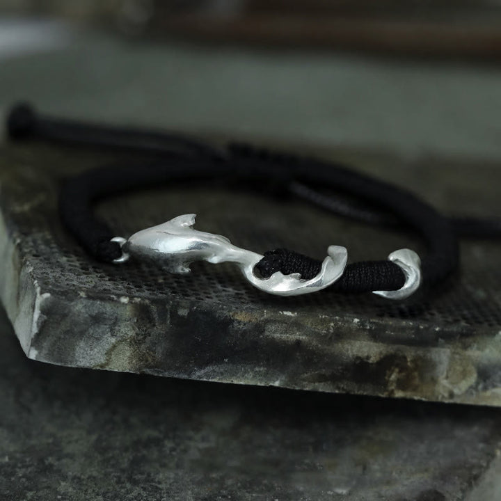 Bracelet de protection en corde de cire noire en argent sterling 999 avec requin de Buddha Stones - image 17
