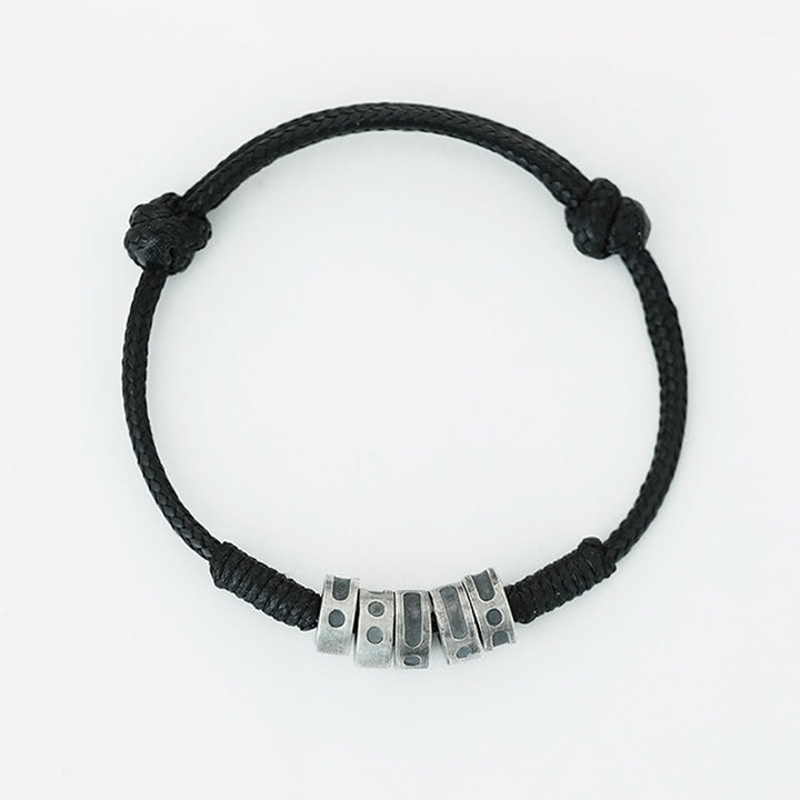 Bracelet de bénédiction en corde de cire en code Morse en argent sterling 999 de Buddha Stones