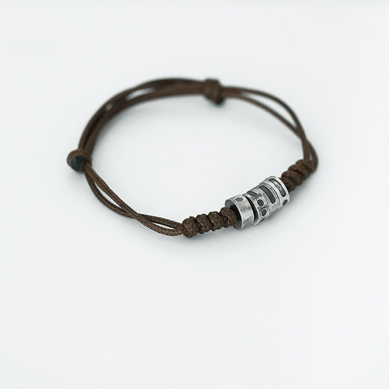 Bracelet de bénédiction en corde de cire en code Morse en argent sterling 999 de Buddha Stones - image 11