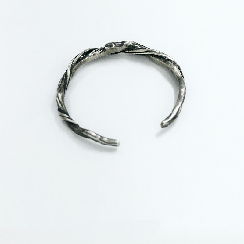 Bracelet manchette en argent sterling 999 Buddha Stones et bois flotté