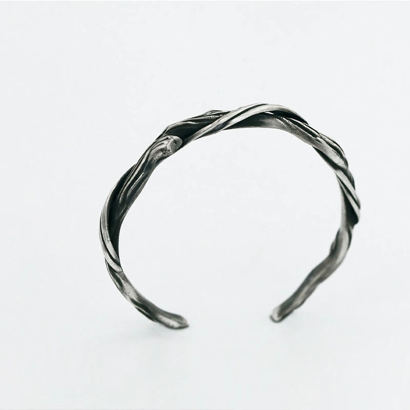 Bracelet manchette en argent sterling 999 Buddha Stones et bois flotté