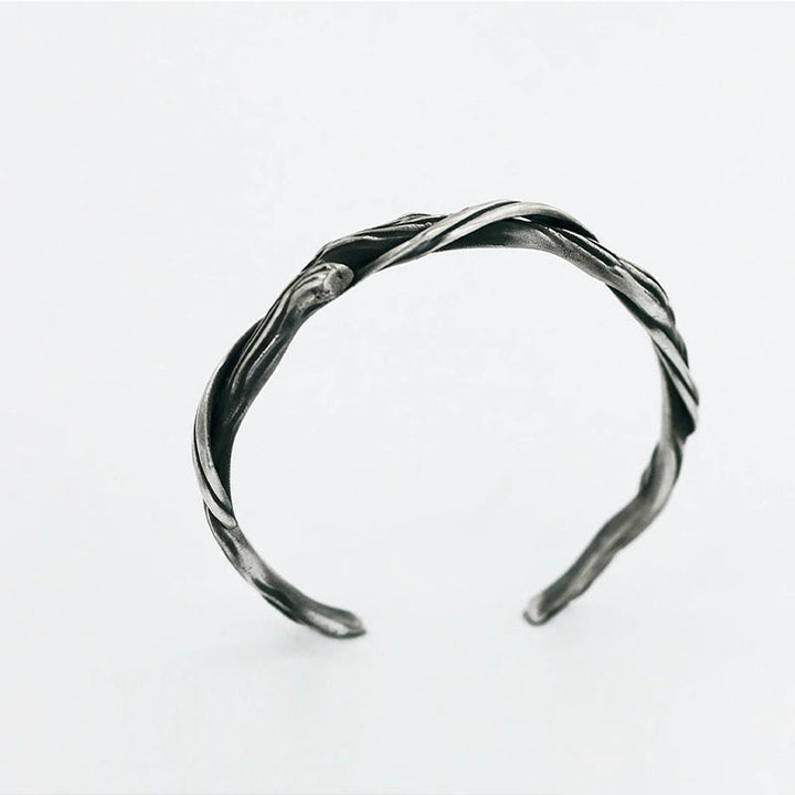 Bracelet manchette en argent sterling 999 Buddha Stones et bois flotté