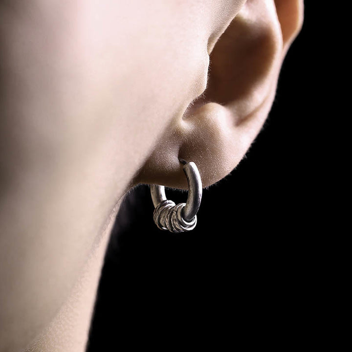 Boucles d'oreilles de protection martelées à la main en argent sterling 925 Buddha Stones