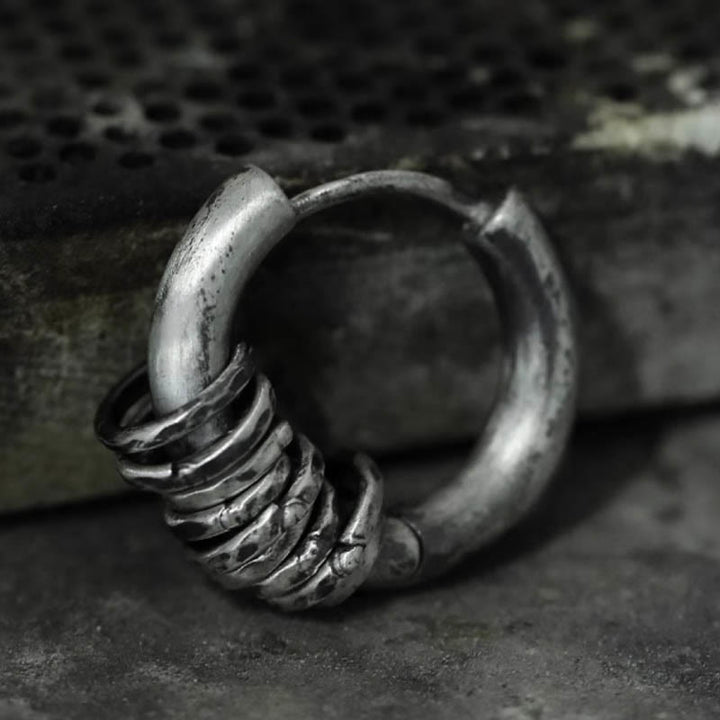 Boucles d'oreilles de protection martelées à la main en argent sterling 925 Buddha Stones  - image 1