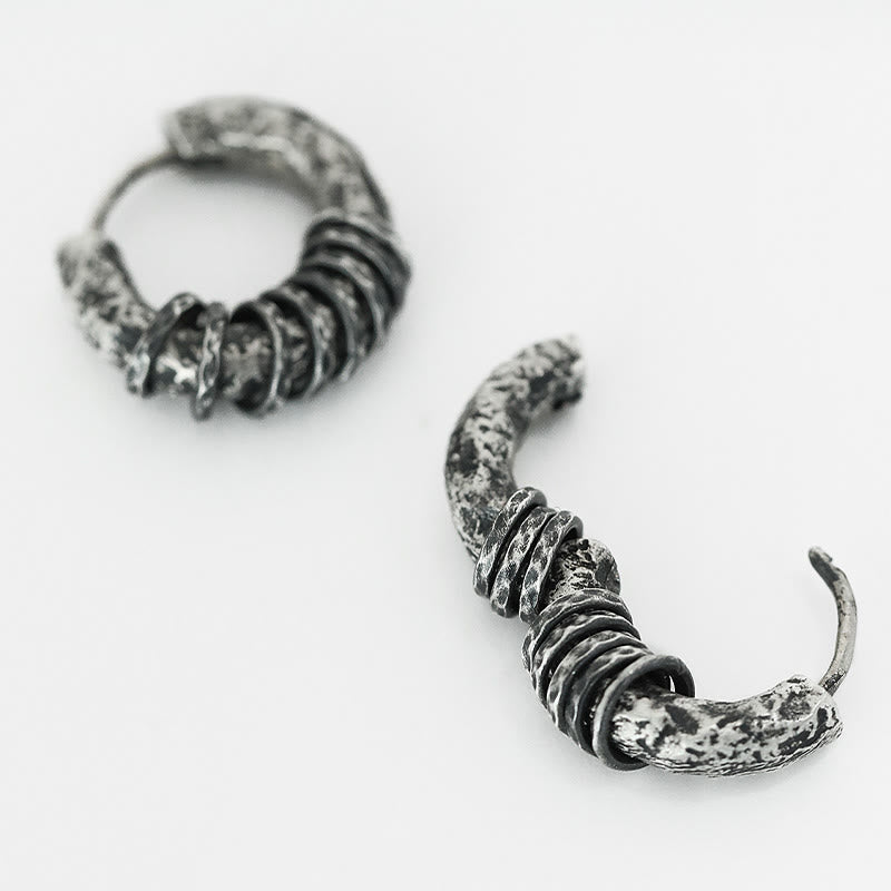 Boucles d'oreilles de protection martelées à la main en argent sterling 925 Buddha Stones