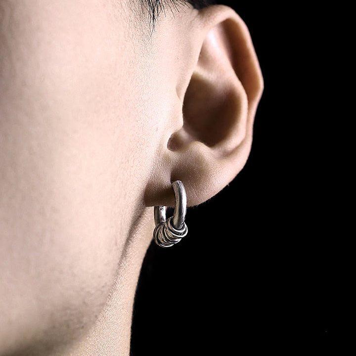 Boucles d'oreilles de protection martelées à la main en argent sterling 925 Buddha Stones
