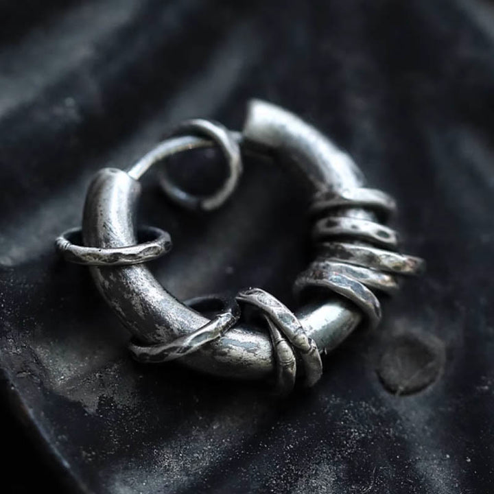 Boucles d'oreilles de protection martelées à la main en argent sterling 925 Buddha Stones