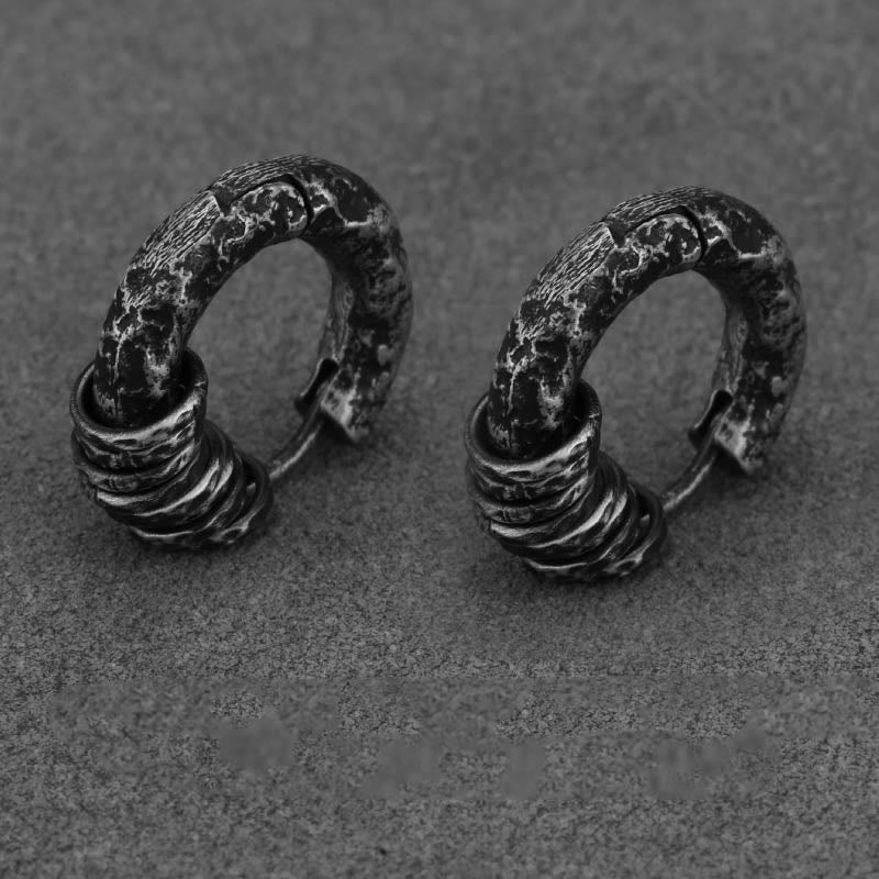Boucles d'oreilles de protection martelées à la main en argent sterling 925 Buddha Stones