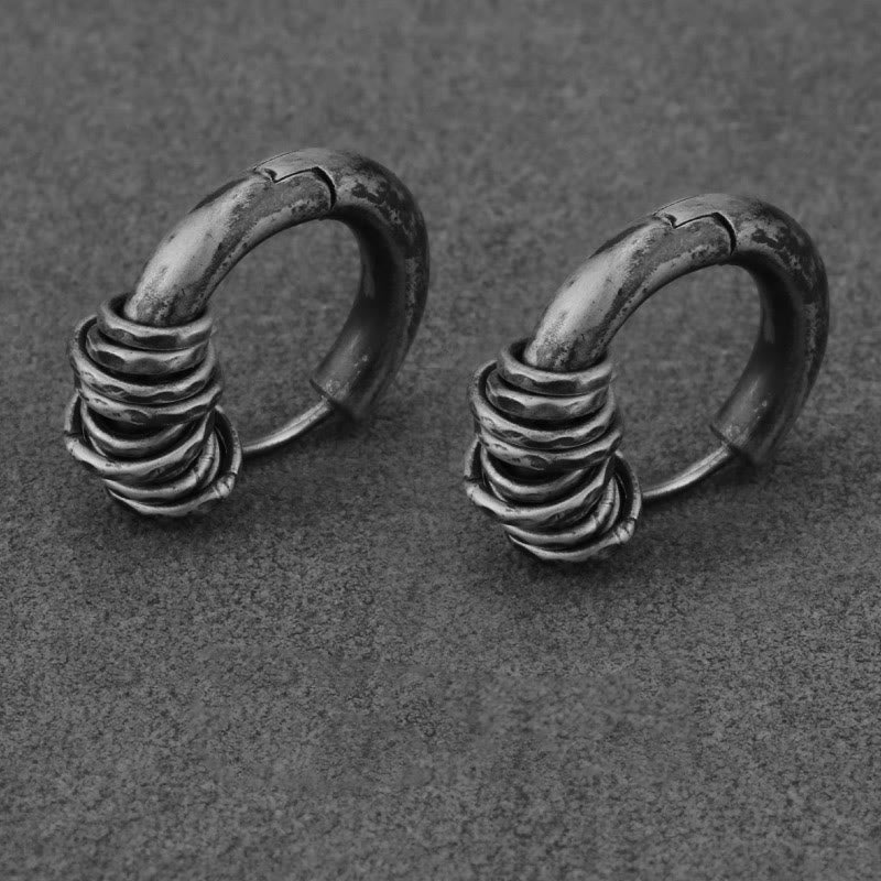 Boucles d'oreilles de protection martelées à la main en argent sterling 925 Buddha Stones
