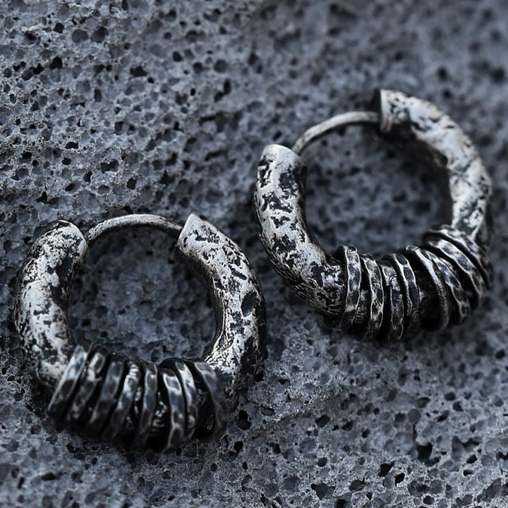 Boucles d'oreilles de protection martelées à la main en argent sterling 925 Buddha Stones