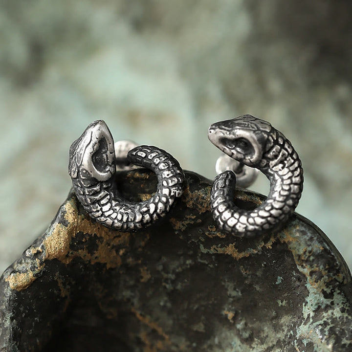 Boucles d'oreilles Buddha Stones en argent sterling 999, texture serpent, protection de l'année du serpent