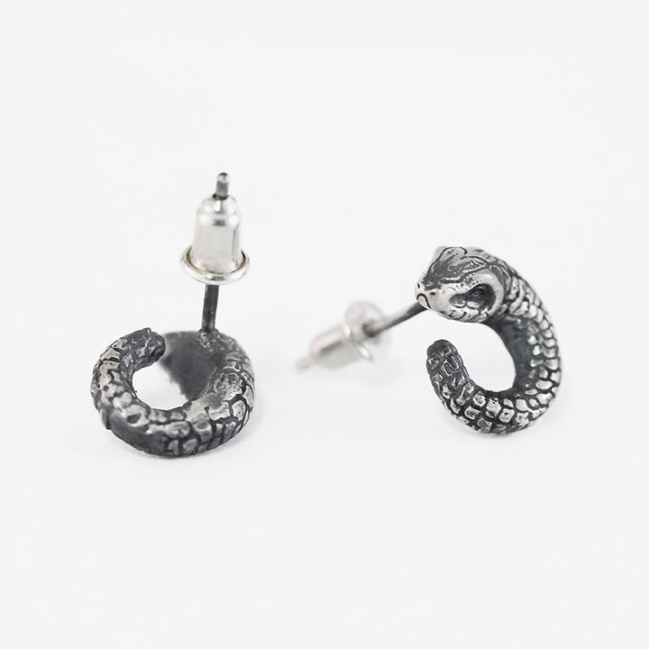 Boucles d'oreilles Buddha Stones en argent sterling 999, texture serpent, protection de l'année du serpent