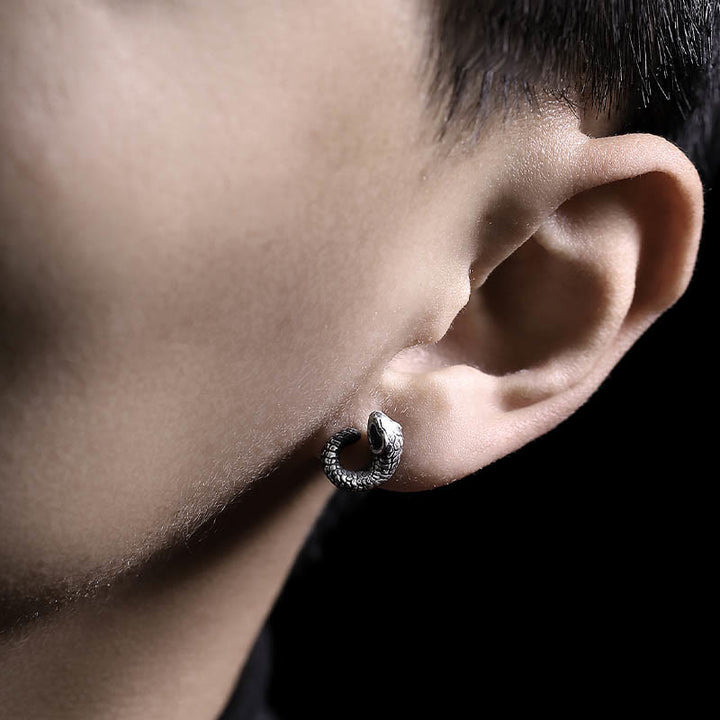 Boucles d'oreilles Buddha Stones en argent sterling 999, texture serpent, protection de l'année du serpent