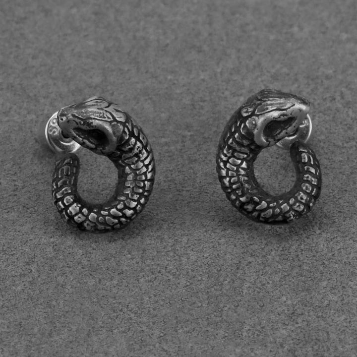 Boucles d'oreilles Buddha Stones en argent sterling 999, texture serpent, protection de l'année du serpent
