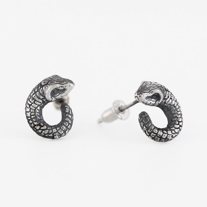 Boucles d'oreilles Buddha Stones en argent sterling 999, texture serpent, protection de l'année du serpent