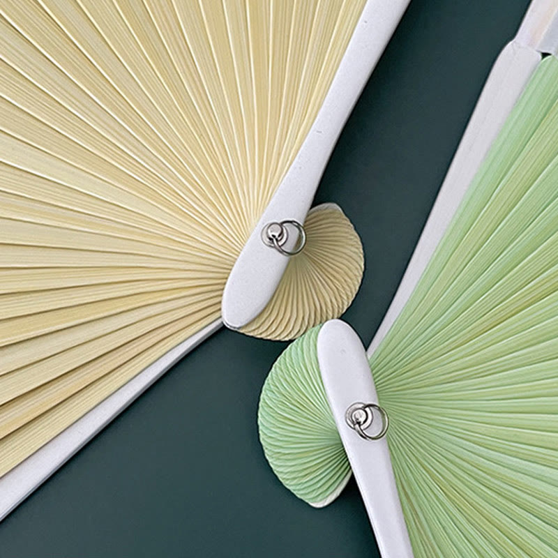 Éventail pliant en bambou et coton avec Buddha Stones, orchidée, fleur de bégonia