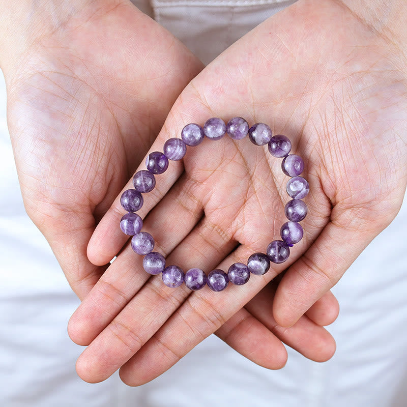 Bracelet de guérison et d'amour Keep Calm Purple de Buddha Stones