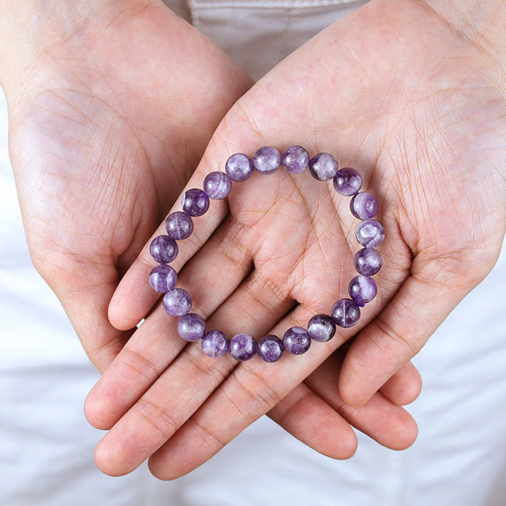 Bracelet de guérison et d'amour Keep Calm Purple de Buddha Stones