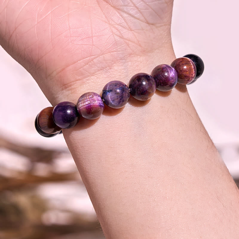 Bracelet de guérison et d'amour Keep Calm Purple de Buddha Stones