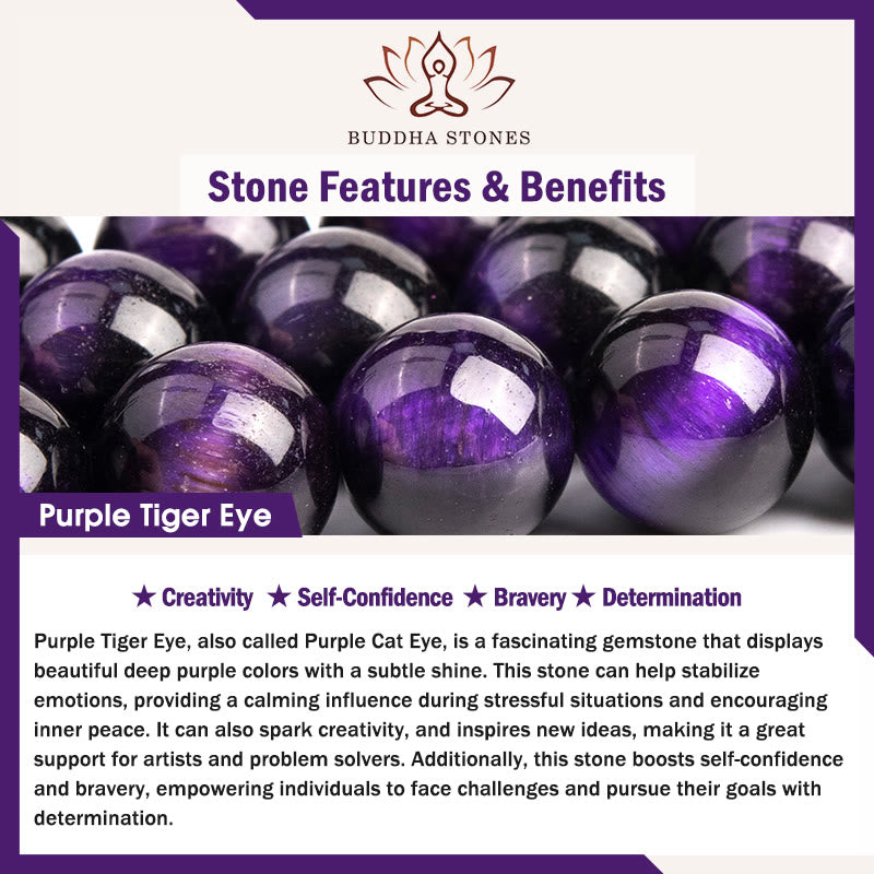 Bracelet de guérison et d'amour Keep Calm Purple de Buddha Stones
