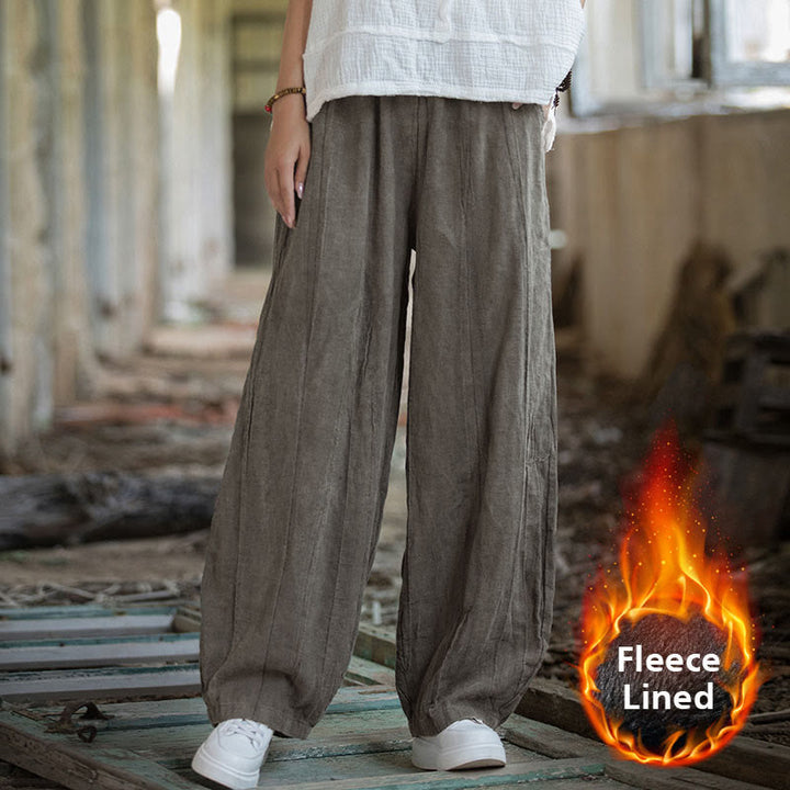 Pantalon sarouel rétro tie-dye Buddha Stones pour femme, pantalon de yoga décontracté avec poches - Kaki foncé (version doublée polaire) - US6，UK/AU10，EU38 (L)  - image 62